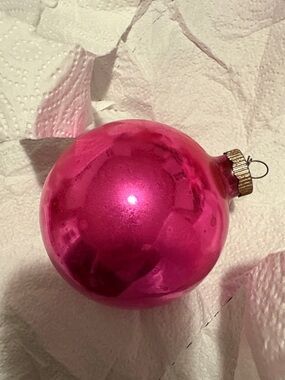 Pink Holiday Glass Ornament -vintage very old
